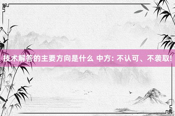 技术解答的主要方向是什么 中方: 不认可、不袭取!