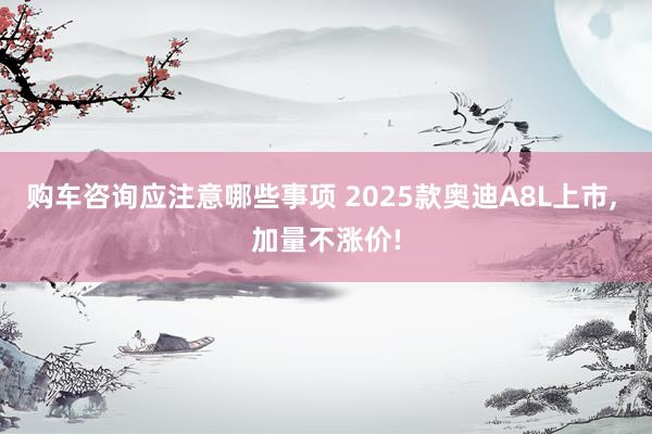 购车咨询应注意哪些事项 2025款奥迪A8L上市, 加量不涨价!