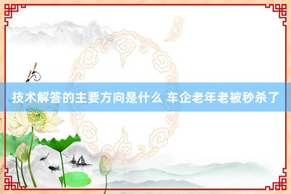 技术解答的主要方向是什么 车企老年老被秒杀了