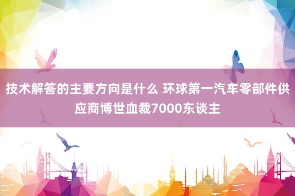 技术解答的主要方向是什么 环球第一汽车零部件供应商博世血裁7000东谈主