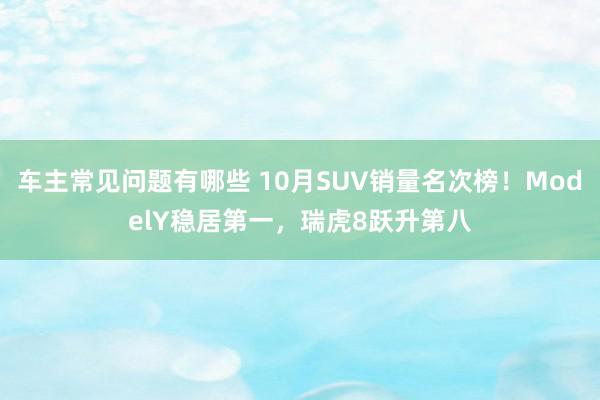 车主常见问题有哪些 10月SUV销量名次榜！ModelY稳居第一，瑞虎8跃升第八