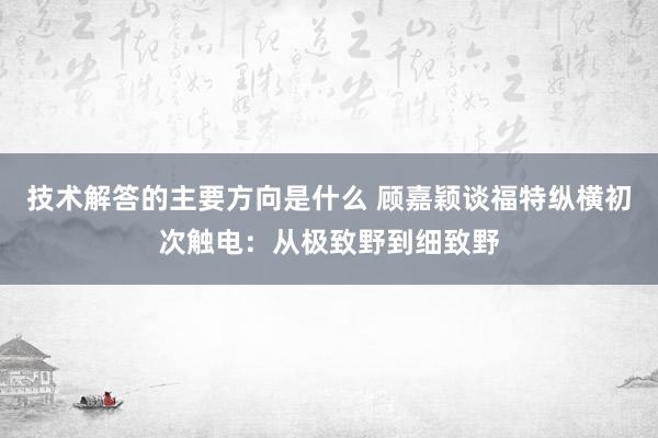 技术解答的主要方向是什么 顾嘉颖谈福特纵横初次触电：从极致野到细致野