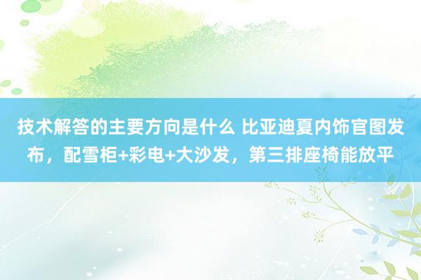 技术解答的主要方向是什么 比亚迪夏内饰官图发布，配雪柜+彩电+大沙发，第三排座椅能放平