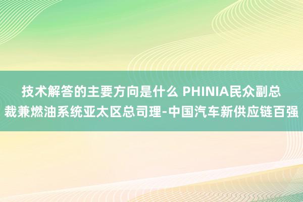 技术解答的主要方向是什么 PHINIA民众副总裁兼燃油系统亚太区总司理-中国汽车新供应链百强