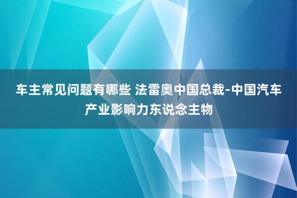 车主常见问题有哪些 法雷奥中国总裁-中国汽车产业影响力东说念主物