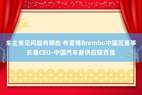 车主常见问题有哪些 布雷博Brembo中国区董事长兼CEO-中国汽车新供应链百强