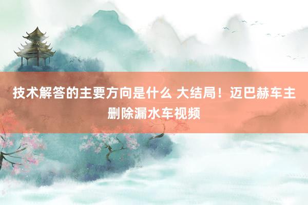 技术解答的主要方向是什么 大结局！迈巴赫车主删除漏水车视频