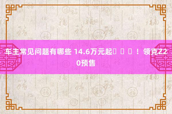 车主常见问题有哪些 14.6万元起​​​！领克Z20预售