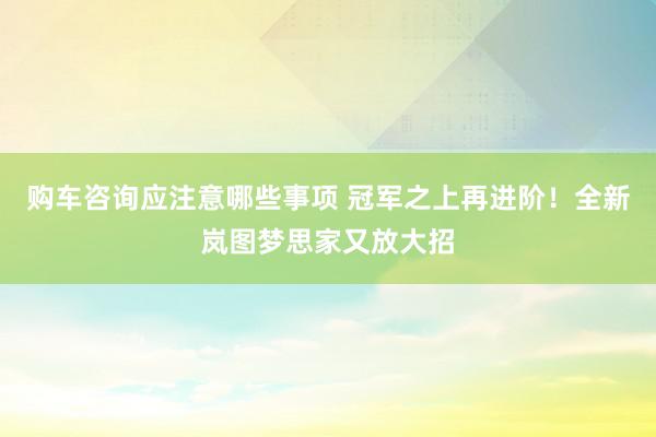 购车咨询应注意哪些事项 冠军之上再进阶！全新岚图梦思家又放大招