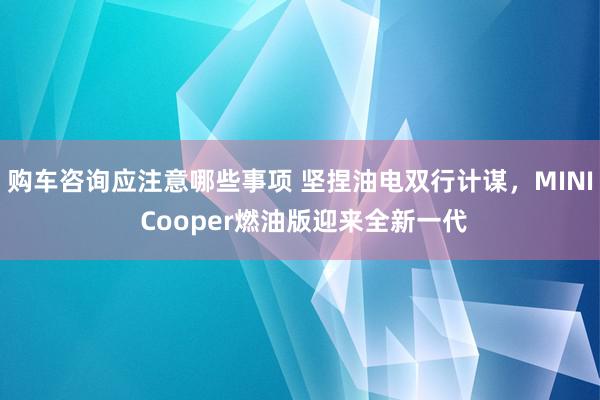 购车咨询应注意哪些事项 坚捏油电双行计谋，MINI Cooper燃油版迎来全新一代