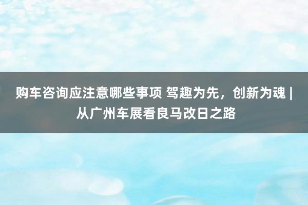 购车咨询应注意哪些事项 驾趣为先，创新为魂 | 从广州车展看良马改日之路