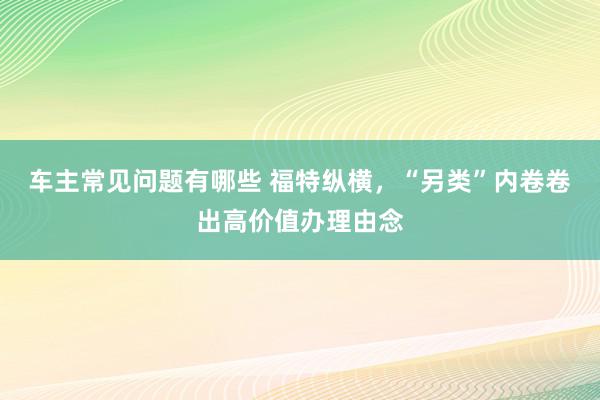 车主常见问题有哪些 福特纵横，“另类”内卷卷出高价值办理由念