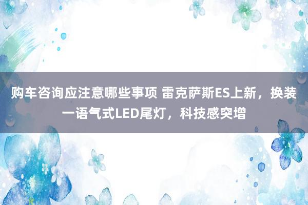 购车咨询应注意哪些事项 雷克萨斯ES上新，换装一语气式LED尾灯，科技感突增