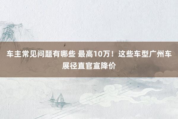 车主常见问题有哪些 最高10万！这些车型广州车展径直官宣降价