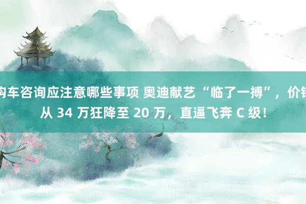 购车咨询应注意哪些事项 奥迪献艺 “临了一搏”，价钱从 34 万狂降至 20 万，直逼飞奔 C 级！