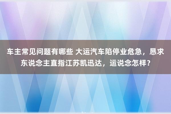 车主常见问题有哪些 大运汽车陷停业危急，恳求东说念主直指江苏凯迅达，运说念怎样？