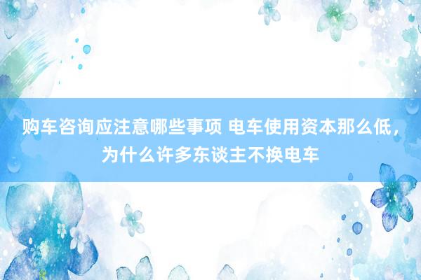 购车咨询应注意哪些事项 电车使用资本那么低，为什么许多东谈主不换电车