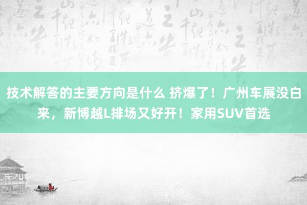 技术解答的主要方向是什么 挤爆了！广州车展没白来，新博越L排场又好开！家用SUV首选