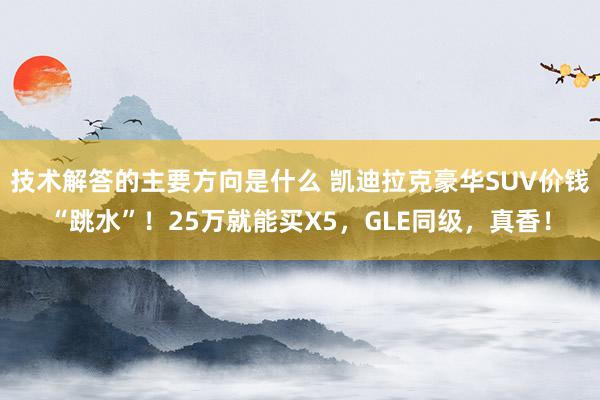 技术解答的主要方向是什么 凯迪拉克豪华SUV价钱“跳水”！25万就能买X5，GLE同级，真香！