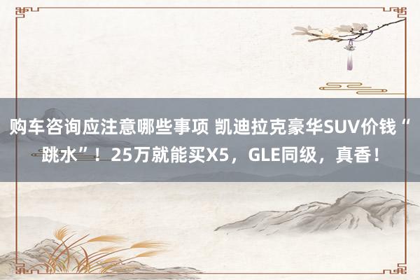 购车咨询应注意哪些事项 凯迪拉克豪华SUV价钱“跳水”！25万就能买X5，GLE同级，真香！