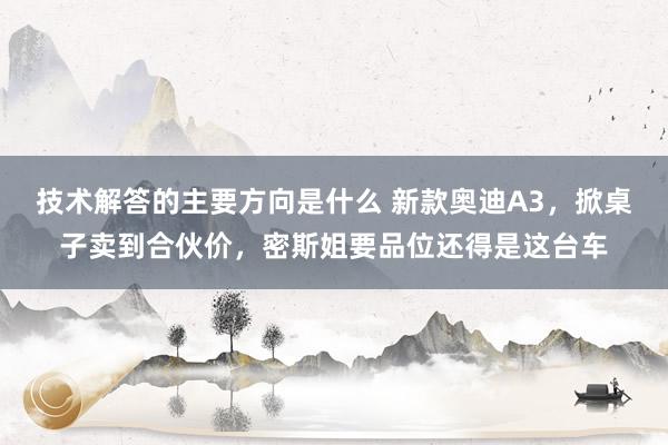 技术解答的主要方向是什么 新款奥迪A3，掀桌子卖到合伙价，密斯姐要品位还得是这台车