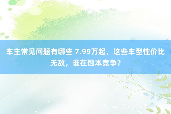 车主常见问题有哪些 7.99万起，这些车型性价比无敌，谁在蚀本竞争？