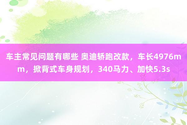 车主常见问题有哪些 奥迪轿跑改款，车长4976mm，掀背式车身规划，340马力、加快5.3s