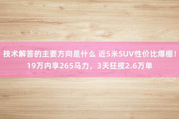 技术解答的主要方向是什么 近5米SUV性价比爆棚！19万内享265马力，3天狂揽2.6万单