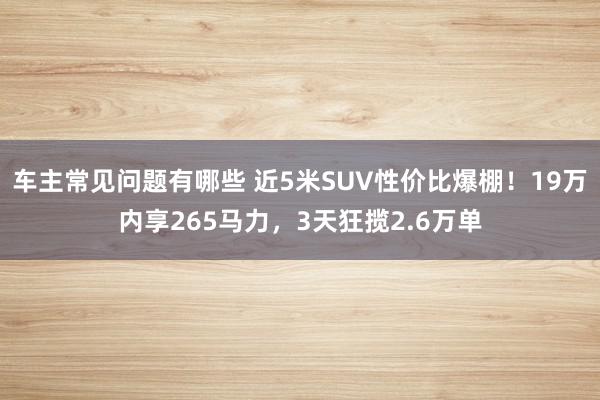 车主常见问题有哪些 近5米SUV性价比爆棚！19万内享265马力，3天狂揽2.6万单