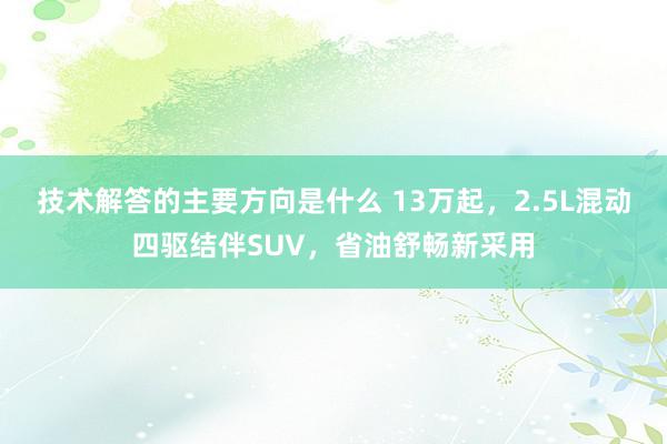 技术解答的主要方向是什么 13万起，2.5L混动四驱结伴SUV，省油舒畅新采用