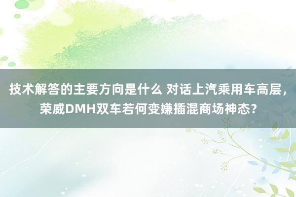 技术解答的主要方向是什么 对话上汽乘用车高层，荣威DMH双车若何变嫌插混商场神态？