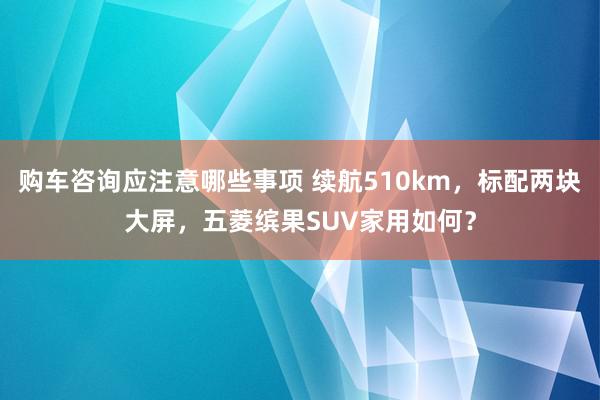 购车咨询应注意哪些事项 续航510km，标配两块大屏，五菱缤果SUV家用如何？