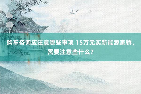 购车咨询应注意哪些事项 15万元买新能源家轿，需要注意些什么？