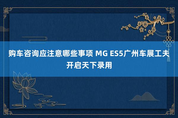 购车咨询应注意哪些事项 MG ES5广州车展工夫开启天下录用