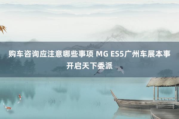 购车咨询应注意哪些事项 MG ES5广州车展本事开启天下委派