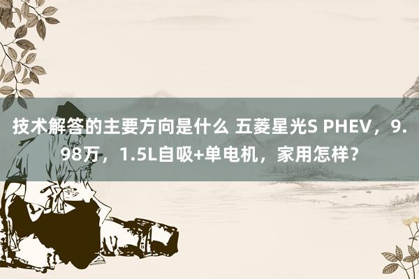 技术解答的主要方向是什么 五菱星光S PHEV，9.98万，1.5L自吸+单电机，家用怎样？