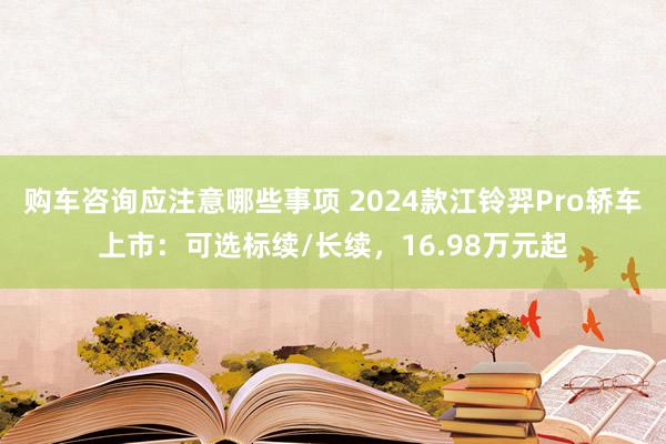 购车咨询应注意哪些事项 2024款江铃羿Pro轿车上市：可选标续/长续，16.98万元起