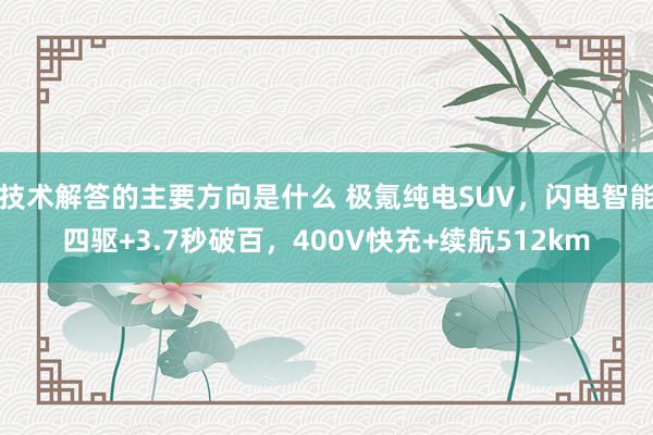 技术解答的主要方向是什么 极氪纯电SUV，闪电智能四驱+3.7秒破百，400V快充+续航512km