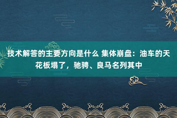 技术解答的主要方向是什么 集体崩盘：油车的天花板塌了，驰骋、良马名列其中