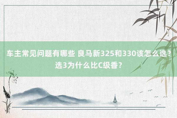 车主常见问题有哪些 良马新325和330该怎么选？选3为什么比C级香？