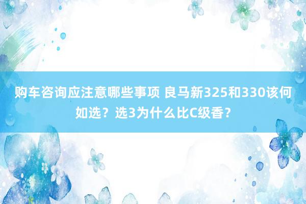 购车咨询应注意哪些事项 良马新325和330该何如选？选3为什么比C级香？