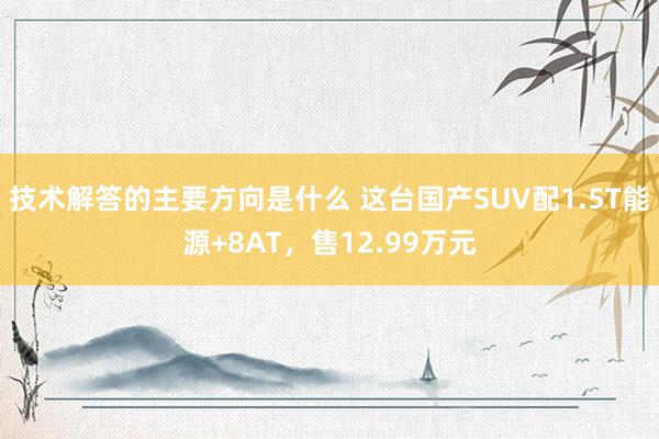 技术解答的主要方向是什么 这台国产SUV配1.5T能源+8AT，售12.99万元