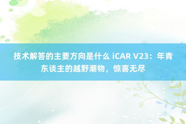 技术解答的主要方向是什么 iCAR V23：年青东谈主的越野潮物，惊喜无尽