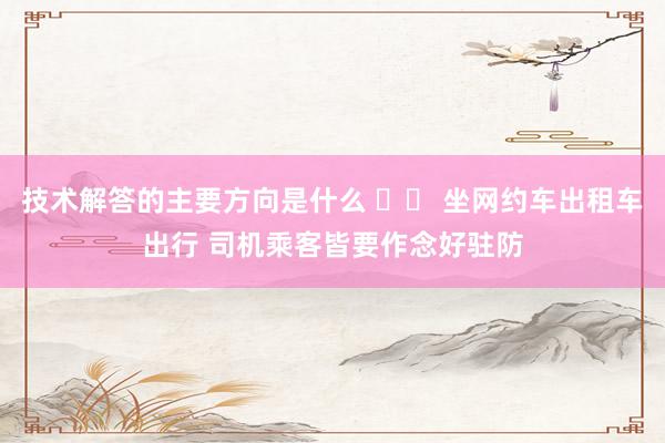 技术解答的主要方向是什么 		 坐网约车出租车出行 司机乘客皆要作念好驻防