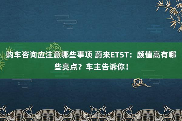 购车咨询应注意哪些事项 蔚来ET5T：颜值高有哪些亮点？车主告诉你！