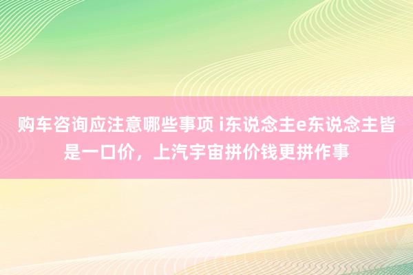 购车咨询应注意哪些事项 i东说念主e东说念主皆是一口价，上汽宇宙拼价钱更拼作事