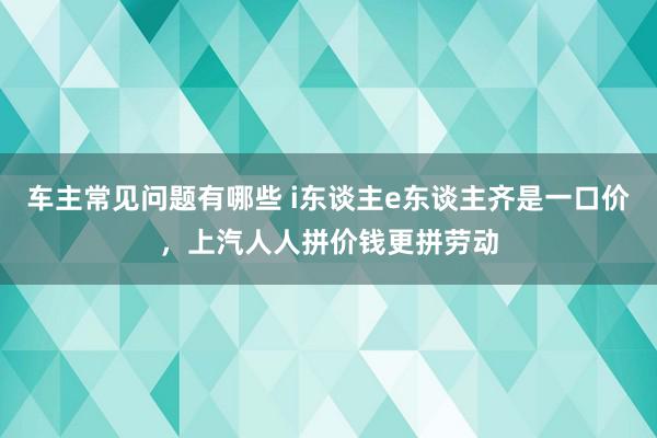 车主常见问题有哪些 i东谈主e东谈主齐是一口价，上汽人人拼价钱更拼劳动