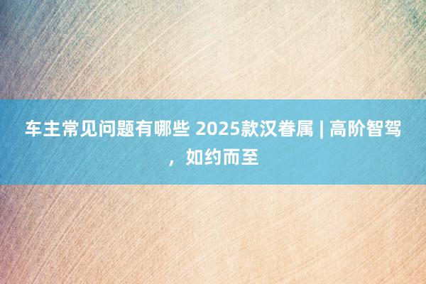 车主常见问题有哪些 2025款汉眷属 | 高阶智驾，如约而至