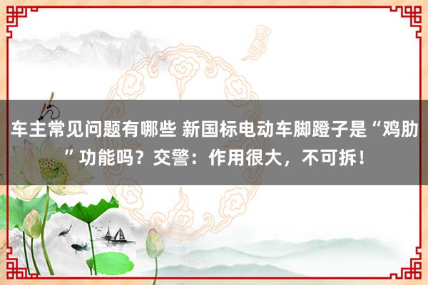 车主常见问题有哪些 新国标电动车脚蹬子是“鸡肋”功能吗？交警：作用很大，不可拆！