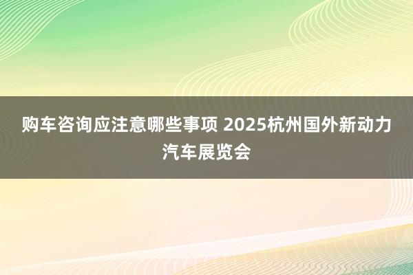 购车咨询应注意哪些事项 2025杭州国外新动力汽车展览会